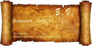Bohnert Iván névjegykártya